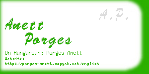 anett porges business card